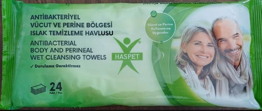 Haspet Antibacterial Patient Cleansing Wipes 30×32 cm (50 pcs)