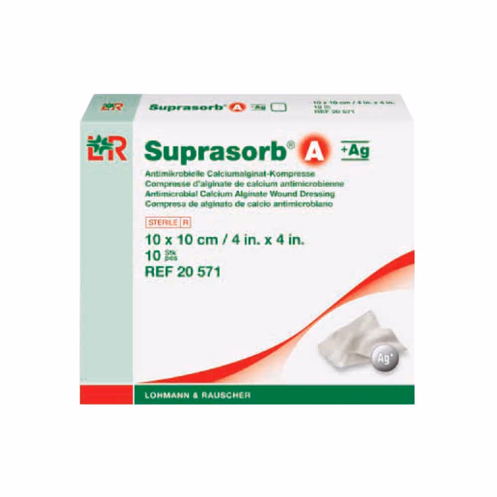 Suprasorb A + Ag Silver Calcium Alginate Dressing 10 × 10 cm